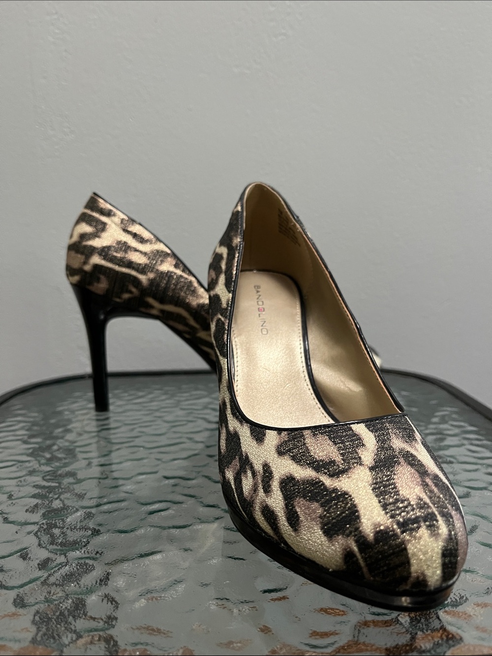 Bandolino Leopard-Print Wedge Pumps in Beige and Black